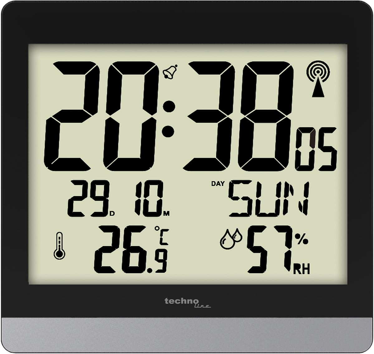 Technoline klok WS 8014, digitaal, radiogestuurd, ft 20 x 2,9 x 18,9 cm