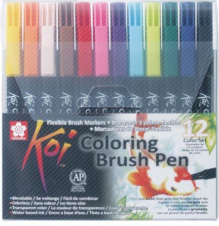 Sakura Koi brushpen Coloring Brush Pen, etui van 12 stuks in geassorteerde kleuren